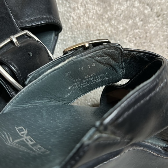 Dansko Buckle Cross Strap Black Leather Wedge Platform Sandal EU 36 US 6.5 - 7 - Picture 9 of 10